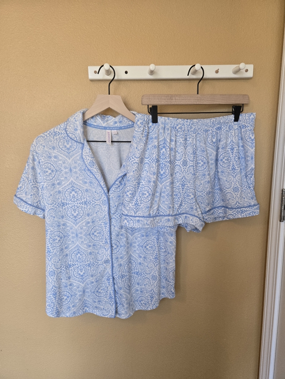 Auden Light Blue Paisley Short Sleeve Pajama Set